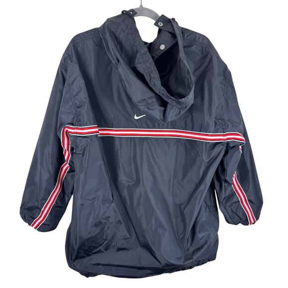 Nike Vintage Black Snap Up Hooded Packable Lined Windbreaker Women's Size XL - Picture 2 of 8
